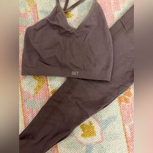 Plum Brown Seamless Sports Bra and Leggings Set